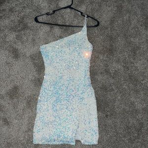 dillards white with different colored sparkles. very good quality